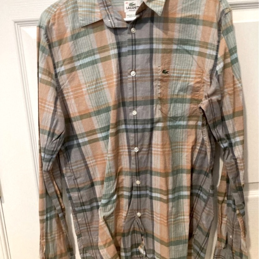 Plaid size 42 Lacoste mens shirt